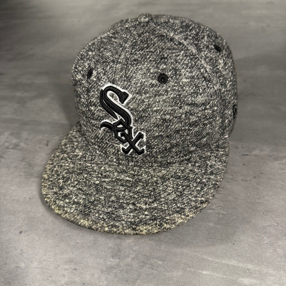 Chicago White Sox Hat New Era Cap Size 7 Gray Black Cotton Knit‎ Sweater Fitted